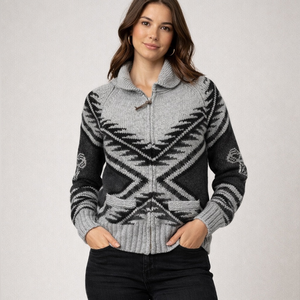 TNA 100% Lambswool Zip-Up Sweater